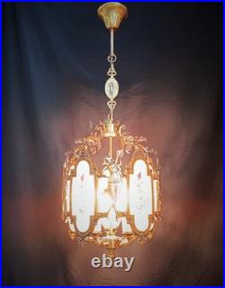 Antique French Art Nouveau Brass Angel Venus Chandelier