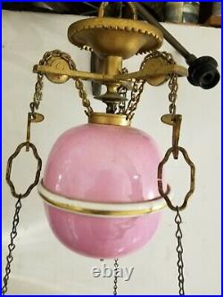 Antique French Enamel Hanging Kerosene Oil Lamp Parts