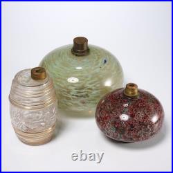 Antique French Glass Kerosene Oil Lamp Font Parts 3pc Lot Iris Apfel Collection