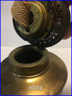 Antique French Longwy Pottery 12 Oil Lamp With Bird & Flowers -For Parts/Repair