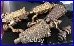 Antique French Victorian Ornate Gilt Oil Argand Ormulu Lamp Parts Burners X 4