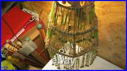Antique Glass Beaded Fabric Lamp Shade Parts Czech
