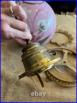Antique Gone with the Wind Parlor Lamp Globe Hand Painted 10 SHADE ONLY + Parts