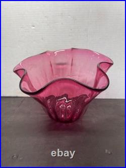 Antique Hand Blown Victorian Cranberry Glass, SHADE, VASE, BOWL, FOR PARTS