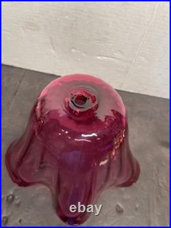 Antique Hand Blown Victorian Cranberry Glass, SHADE, VASE, BOWL, FOR PARTS