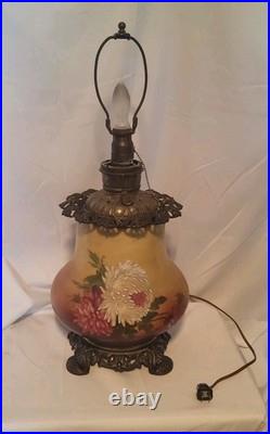 Antique Hand-Painted GWTW Lamp Converted To Electric P&A Patented Apr 11 1893