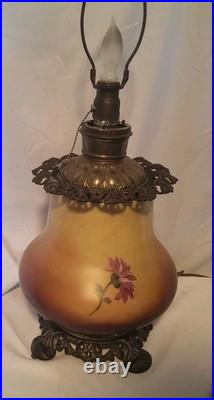 Antique Hand-Painted GWTW Lamp Converted To Electric P&A Patented Apr 11 1893