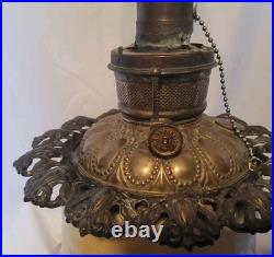 Antique Hand-Painted GWTW Lamp Converted To Electric P&A Patented Apr 11 1893