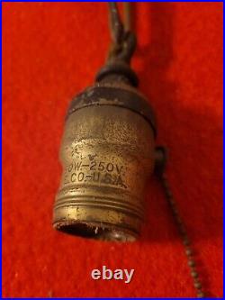 Antique Handel Lamp Parts Brass Ceiling Hanging Bell Canopy Chain Socket Mission