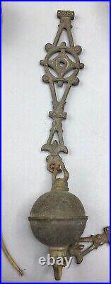 Antique Hanging Library Man and Woman Lamp Brass (Parts), Electric