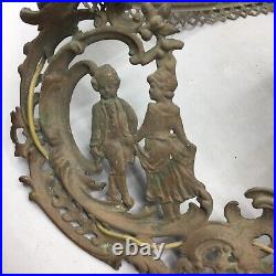 Antique Hanging Library Man and Woman Lamp Brass (Parts), Electric