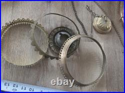Antique Hanging Parlor Oil Lamp Parts Lot Uranium Arm Frame Motor Pully H&B