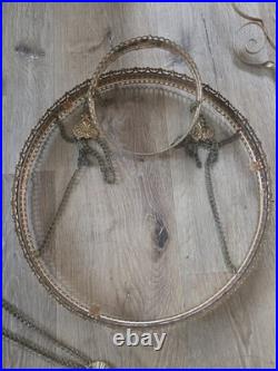 Antique Hanging Parlor Oil Lamp Parts Lot Uranium Arm Frame Motor Pully H&B