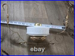 Antique Hanging Parlor Oil Lamp Parts Lot Uranium Arm Frame Motor Pully H&B