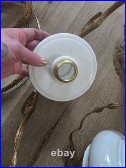 Antique Hanging Parlor Oil Lamp Parts Lot Uranium Arm Frame Motor Pully H&B