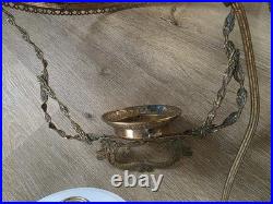 Antique Hanging Parlor Oil Lamp Parts Lot Uranium Arm Frame Motor Pully H&B