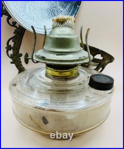 Antique Iron Metal Oil Lamp Wall Bracket Acme 8 Mercury Glass Reflector