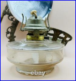Antique Iron Metal Oil Lamp Wall Bracket Acme 8 Mercury Glass Reflector