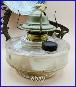 Antique Iron Metal Oil Lamp Wall Bracket Acme 8 Mercury Glass Reflector