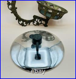 Antique Iron Metal Oil Lamp Wall Bracket Acme 8 Mercury Glass Reflector