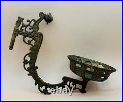 Antique Iron Metal Oil Lamp Wall Bracket Acme 8 Mercury Glass Reflector