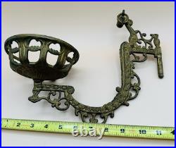 Antique Iron Metal Oil Lamp Wall Bracket Acme 8 Mercury Glass Reflector