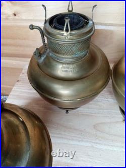 Antique Juno Center Draft Oil Lamp Font Hanging Lamp Parts Lot of 4 Brass