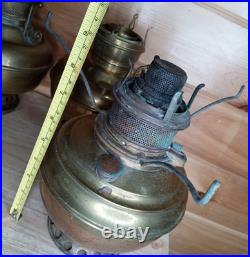 Antique Juno Center Draft Oil Lamp Font Hanging Lamp Parts Lot of 4 Brass