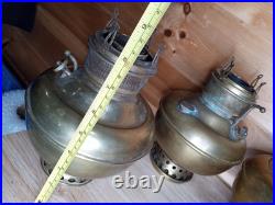 Antique Juno Center Draft Oil Lamp Font Hanging Lamp Parts Lot of 4 Brass