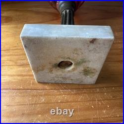 Antique Kerosene Cranberry Lamp Parts Etched Base & Swirl Glass Shade