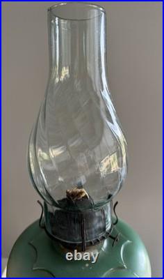 Antique Lamp Kerosene Oil Hand Painted Floral Vintage Waterberry 18