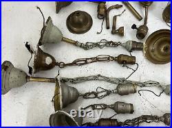Antique Lamp Sconce Ceiling Wall Fixture Socket Parts Lot Antique 1910s Brass