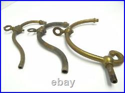 Antique Lot 3 Old Copper Brass Metal Gas Lamp Arms Valve Parts Light Hardware