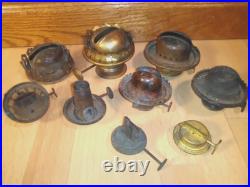 Antique Lot of Oil Lamp Burners & Parts Brass Kerosene Burner Top Wick Eagle etc