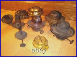 Antique Lot of Oil Lamp Burners & Parts Brass Kerosene Burner Top Wick Eagle etc