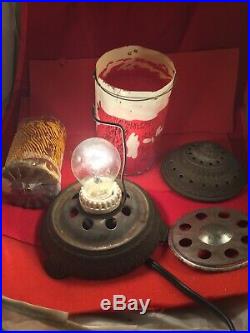 Antique Motion Lamp Forest Fire Parts (no Glass Dome) Vintage Cast Iron Lamp