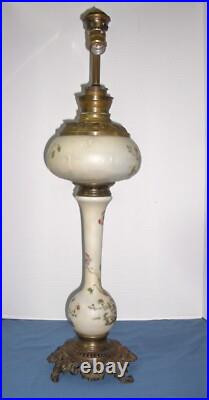 Antique Oil Banquet HandPainted Daisies Electrified Not Working Parts or Repair