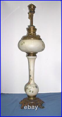 Antique Oil Banquet HandPainted Daisies Electrified Not Working Parts or Repair
