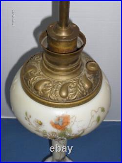 Antique Oil Banquet HandPainted Daisies Electrified Not Working Parts or Repair