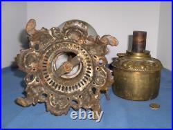 Antique Oil Banquet HandPainted Daisies Electrified Not Working Parts or Repair
