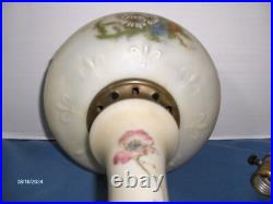 Antique Oil Banquet HandPainted Daisies Electrified Not Working Parts or Repair