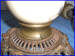 Antique Oil Banquet HandPainted Daisies Electrified Not Working Parts or Repair