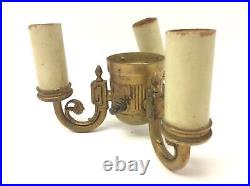 Antique Old Brass Metal Three Arm Lamp Light Fixture Parts Electric
