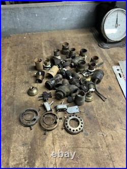 Antique Old Electric Light Fixture Lamp Bulb Socket Switch Brass Parts Lot USA