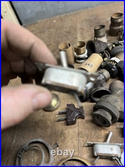 Antique Old Electric Light Fixture Lamp Bulb Socket Switch Brass Parts Lot USA