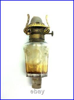 Antique Old Rare Trench Patent J Mc D & S Sconce Lamp Burner Fount Glass Part