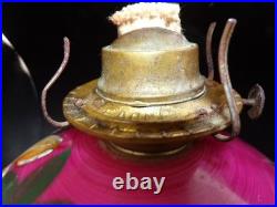 Antique P&A Plume & Atwood Kerosene Oil Lamp Base Hand Painted Floral USA