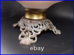 Antique P&A Plume & Atwood Kerosene Oil Lamp Base Hand Painted Floral USA