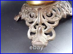 Antique P&A Plume & Atwood Kerosene Oil Lamp Base Hand Painted Floral USA