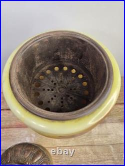 Antique P&A Royal Center Draft Kerosene Oil Lamp Base Hand Painted Floral 15